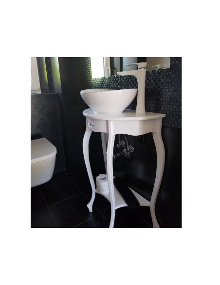 Konsola do przedpokoju z jedna szufladą, stojąca, biała