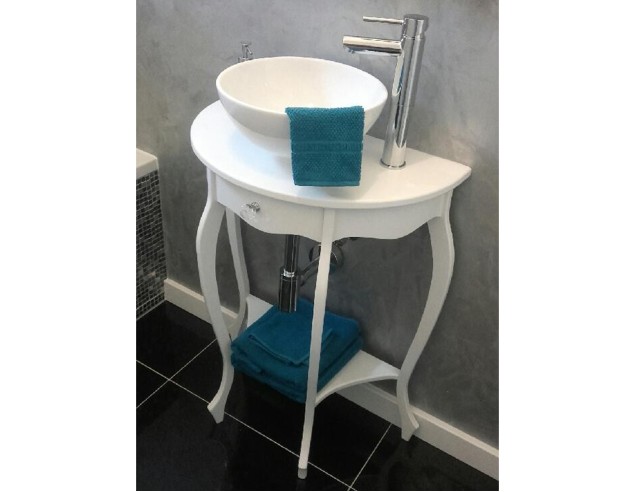 Konsola do przedpokoju z jedna szufladą, stojąca, biała