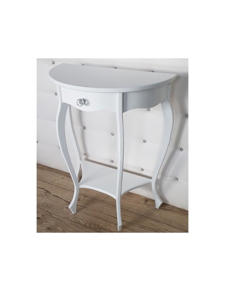 Konsola do przedpokoju z szufladą, stojąca, biała połysk