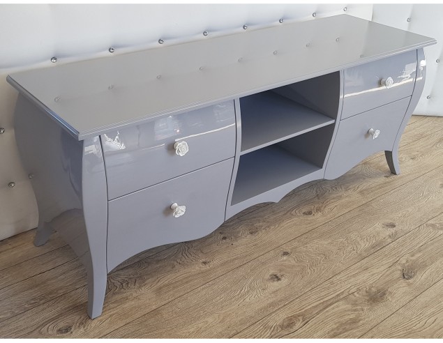 Komoda rtv Glamour szara połysk
