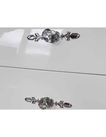 Komoda Glamour, 6 szuflad oraz 2 polki, biała wysoki połysk