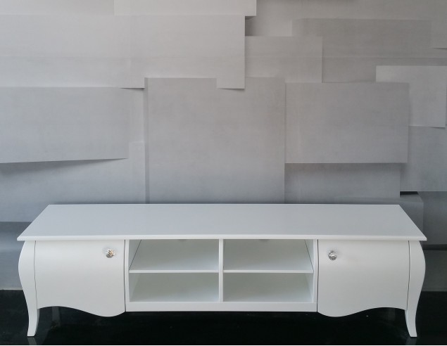 Szafka RTV Glamour, 4 półki, drzwiczki, biały mat