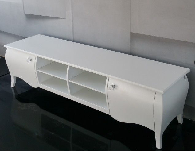 Szafka RTV Glamour, 4 półki, drzwiczki, biały mat