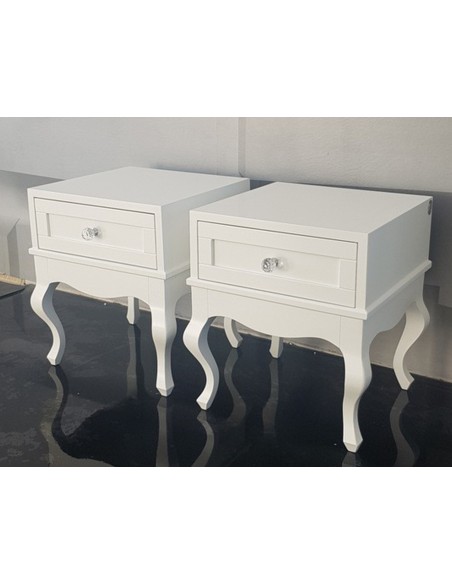 Stoliki nocne ludwik z frezem - biały mat - 2 sztuki