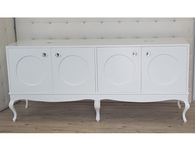 komoda ludwik pod 2 umywalki biała z motywem kół