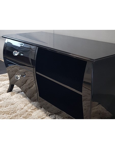 Szafka RTV Glamour, 2 szuflady, czarny połysk