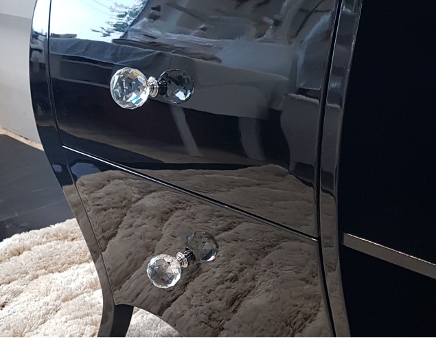 Szafka RTV Glamour, 2 szuflady, czarny połysk