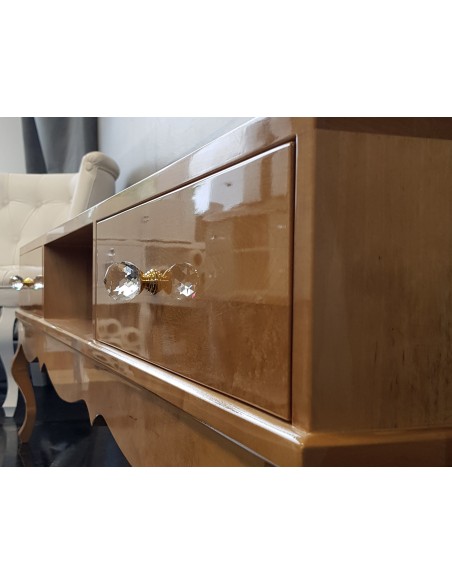 Szafka RTV Ludwik, 2 szuflady, drewno wysoki połysk