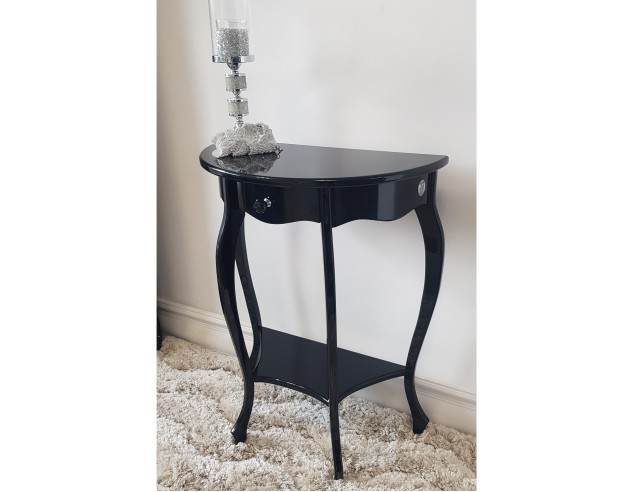 konsola do przedpokoju z jedna szuflada, stojaca czarna połysk