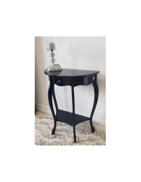 konsola do przedpokoju z jedna szuflada, stojaca czarna połysk