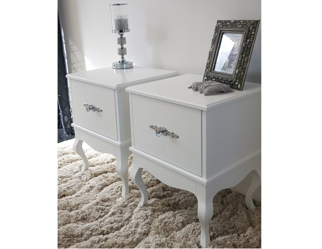 stoliki nocne -biały mat- duże szuflady- 2 sztuki
