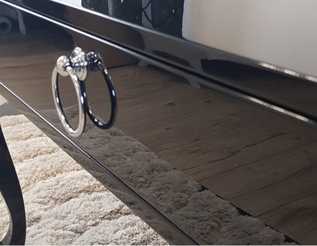 Stolik kawowy ludwik czarny połysk z szufladą