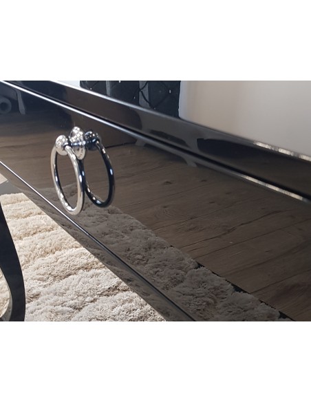 Stolik kawowy ludwik czarny połysk z szufladą