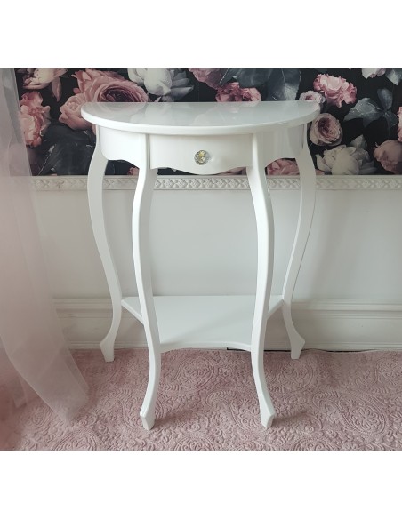 Konsola do przedpokoju z szufladą, stojąca, biała połysk