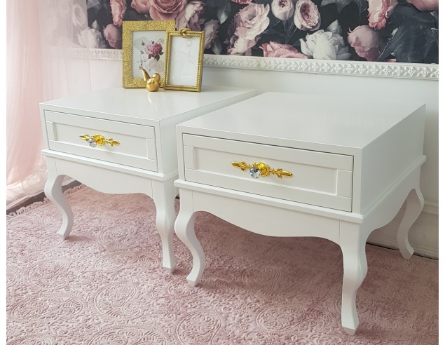 Stoliki nocne Ludwik z frezem białe większe...