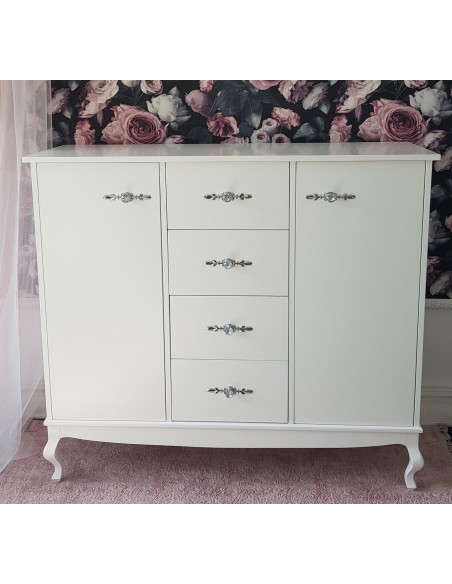 Komoda Ludwik 4 szuflady oraz dwoje drzwiczek biała na ubrania