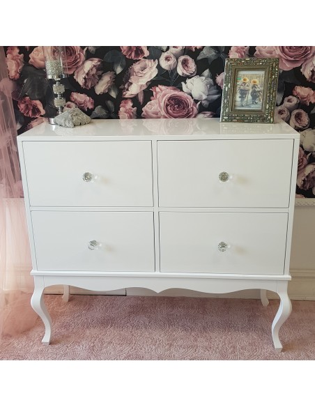 Komoda Ludwik 4 szuflady biały połysk