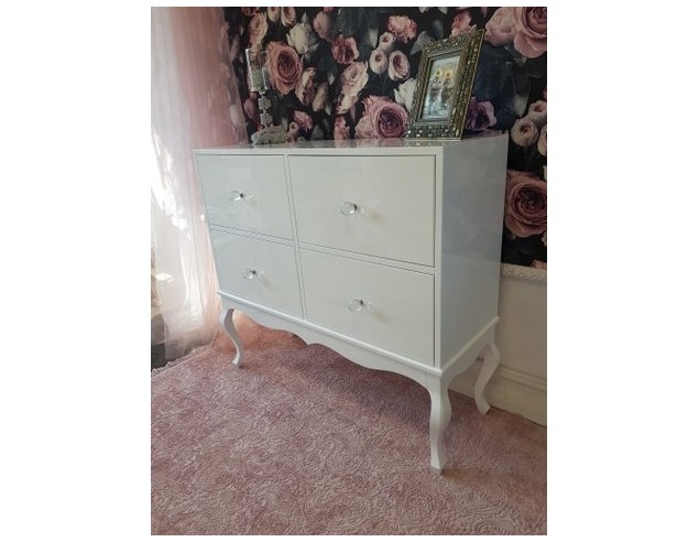 Komoda Ludwik 4 szuflady biały połysk