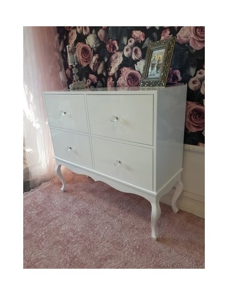 Komoda Ludwik 4 szuflady biały połysk