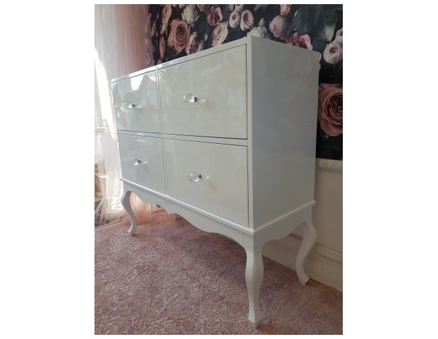 Komoda Ludwik 4 szuflady biały połysk