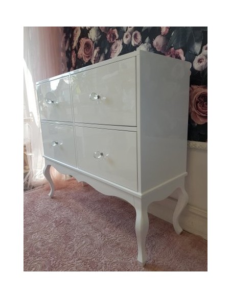 Komoda Ludwik 4 szuflady biały połysk