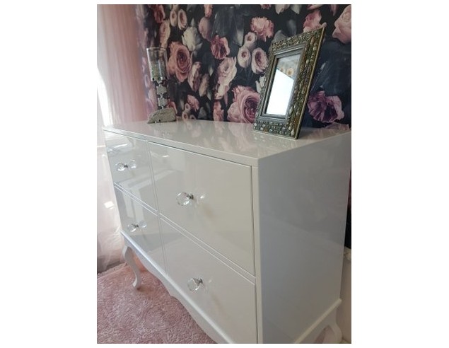 Komoda Ludwik 4 szuflady biały połysk