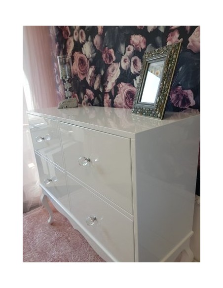 Komoda Ludwik 4 szuflady biały połysk