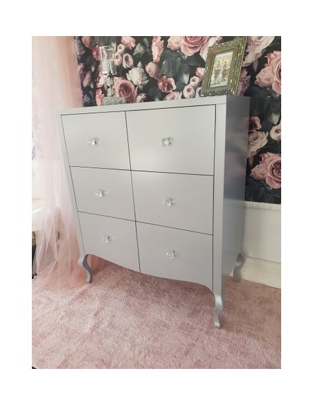 komoda Ludwik 6 szuflad szara