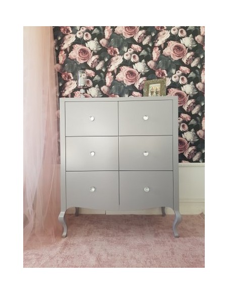 komoda Ludwik 6 szuflad szara