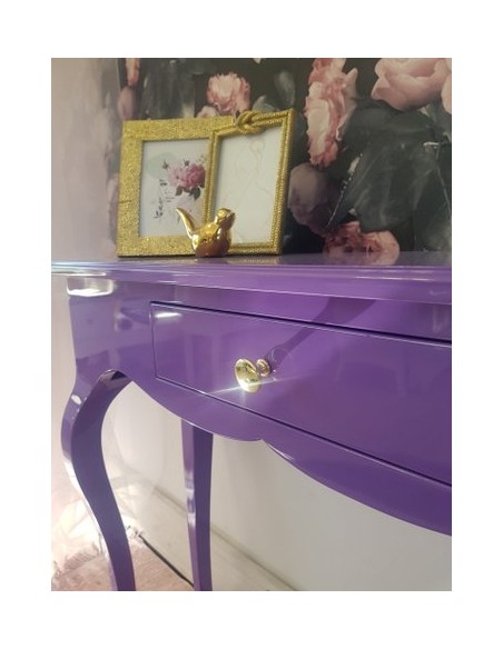 Konsola stolik do przedpokoju prostokątny fioletowy połysk