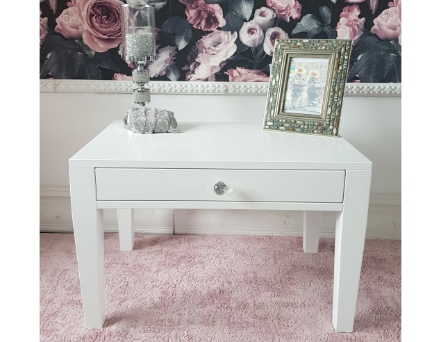Stolik kawowy biały z szufladą