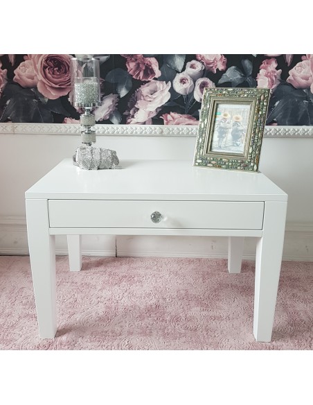 Stolik kawowy biały z szufladą