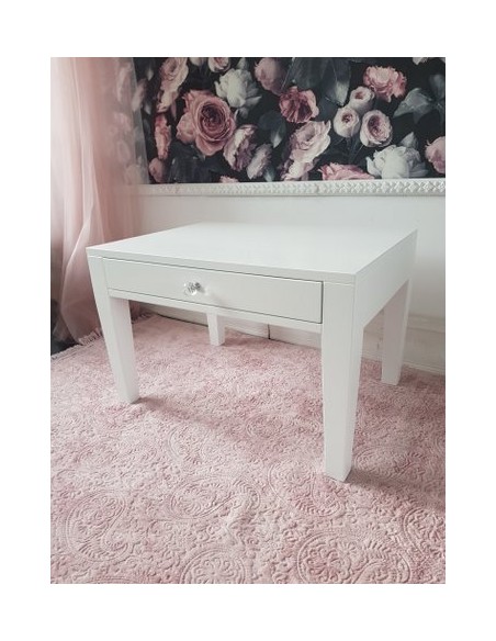 Stolik kawowy biały z szufladą