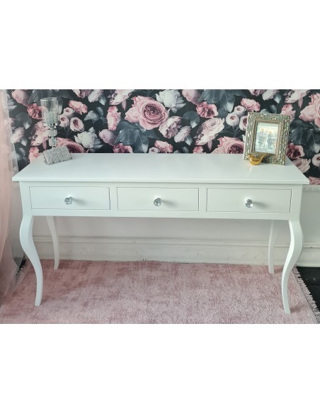 Konsola do przedpokoju prostokątna stojąca biała z 3 szufladami