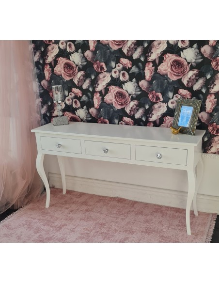 Konsola do przedpokoju prostokątna stojąca biała z 3 szufladami