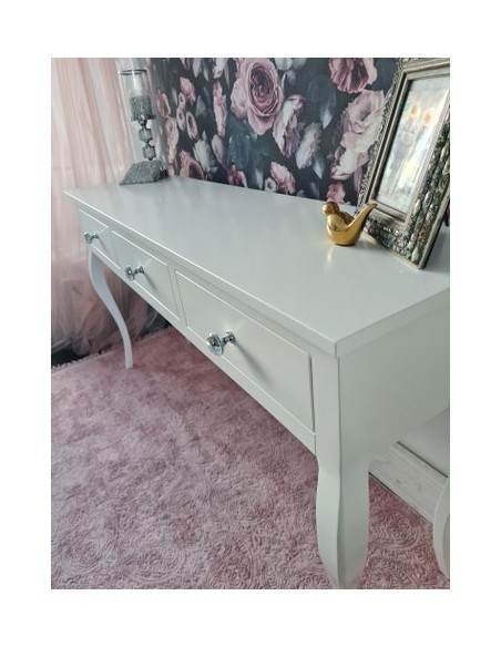 Konsola do przedpokoju prostokątna stojąca biała z 3 szufladami