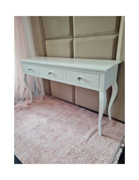 Konsola do przedpokoju prostokątna stojąca biała z 3 szufladami