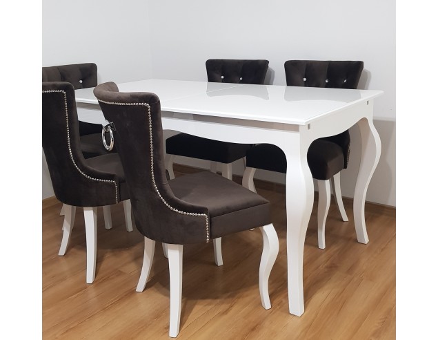 Stół Ludwik  biały połysk rozkładany