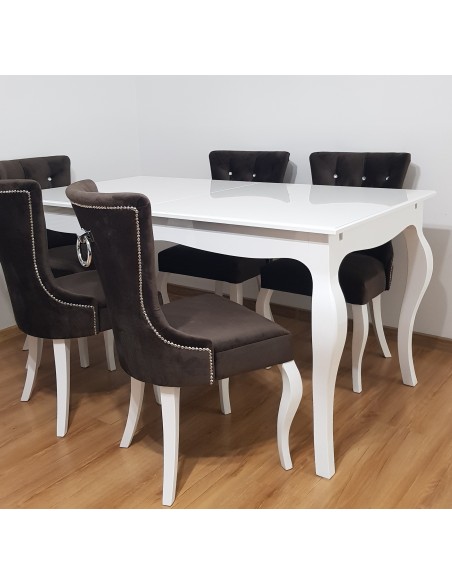 Stół Ludwik  biały połysk rozkładany