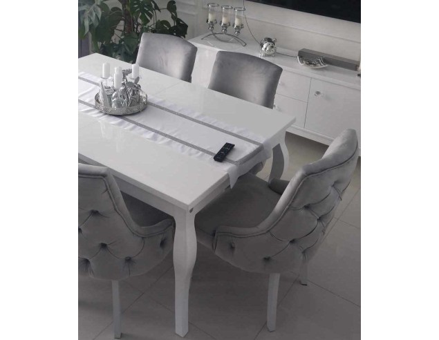 Stół Ludwik  biały połysk rozkładany