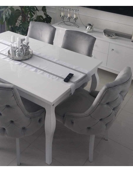 Stół Ludwik  biały połysk rozkładany