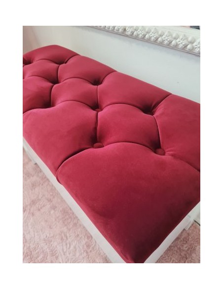 Ławka biała pikowana w tzw. caro ze schowkiem