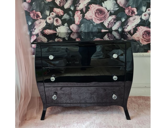 Komoda Glamour 3 szuflady czarna wysoki połysk