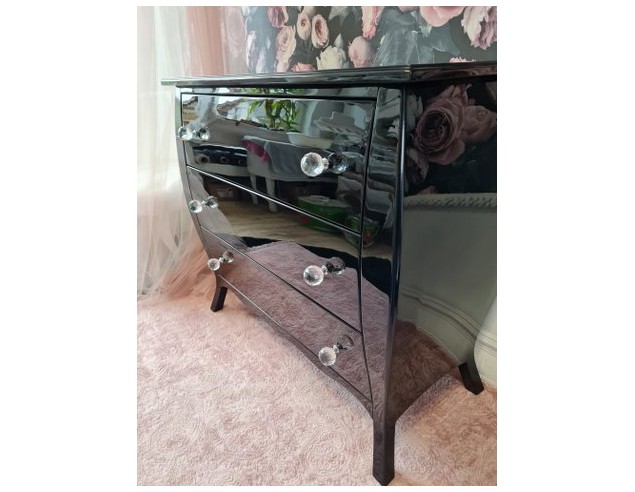 Komoda Glamour 3 szuflady czarna wysoki połysk