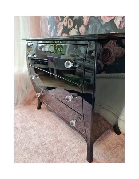 Komoda Glamour 3 szuflady czarna wysoki połysk