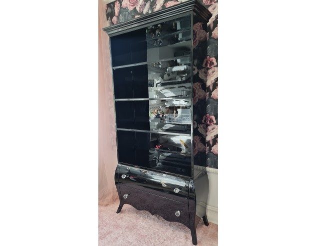 Witryna regał na książki glamour czarna połysk