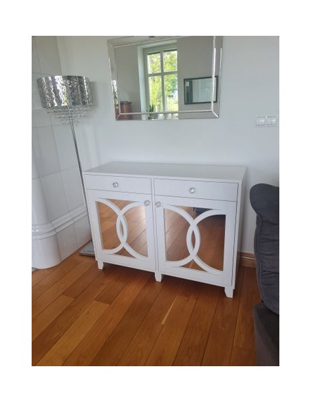 Komoda 2 szuflady oraz dwoje drzwiczek biała z lustrami