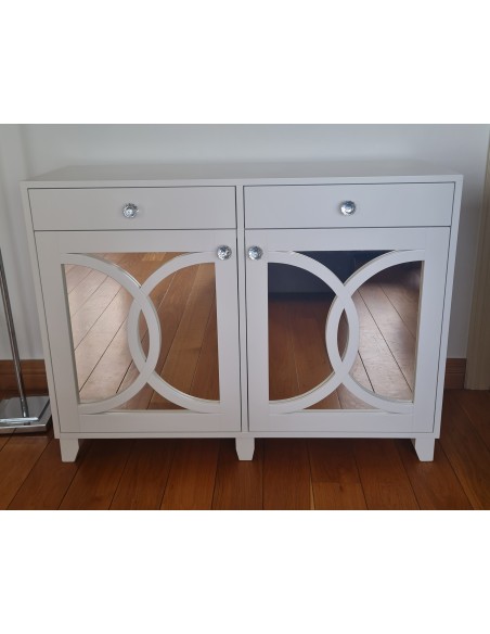 Komoda 2 szuflady oraz dwoje drzwiczek biała z lustrami