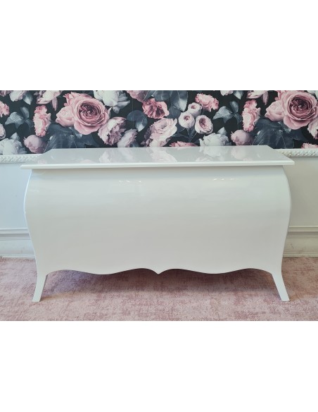 Skrzynia biała połysk glamour gięta ze schowkiem