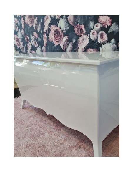 Skrzynia biała połysk glamour gięta ze schowkiem